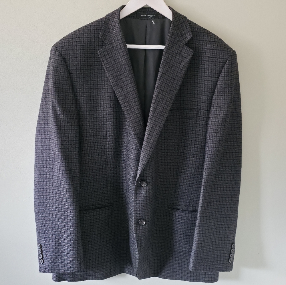 Lauren Ralph Lauren 46R Houndstoooth Plaid Wool Blazer Old Money Preppy Workwear